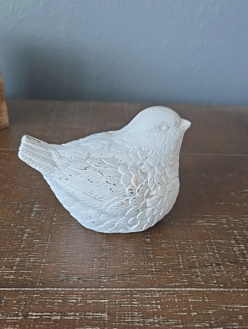 Rustic Shabby Chic White & Cream Bird Figurines Farmhouse Cottage Decor Set of 2